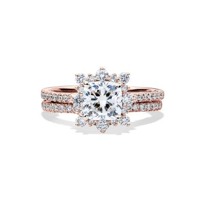Valentina Cushion-Cut Lab Grown Diamond Halo Bridal Set in 14K Rose Gold (2 1/4 ct. tw.)
