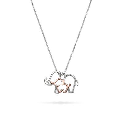 Diamond Elephant Necklace in Sterling Silver