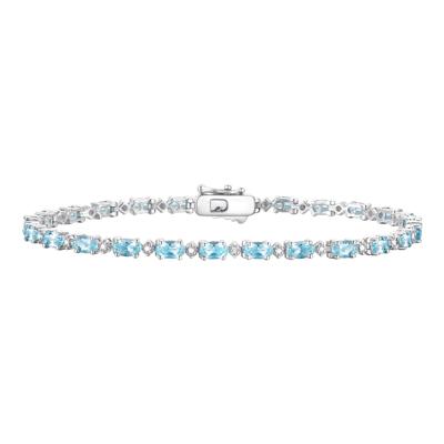 Blue Topaz & Diamond Bracelet in Sterling Silver