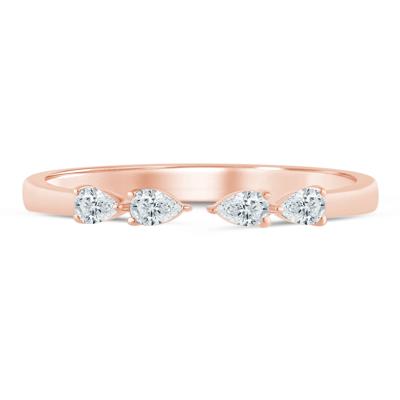Pear-Shaped Lab Grown Diamond Open Anniversary Band in 14K Rose Gold (1/7 ct. tw.)