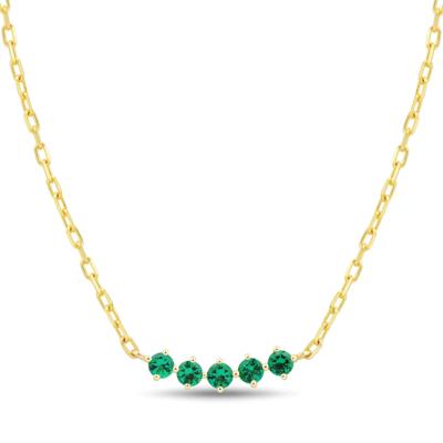 Emerald Five-Stone Necklace in 10K Yellow Gold