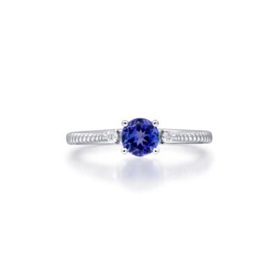 Tanzanite and Diamond Accent Stack Ring in 10K White Gold