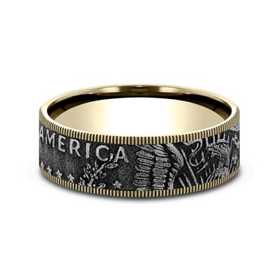 Men’s Tantalum Coin Wedding Band in 14K Gold