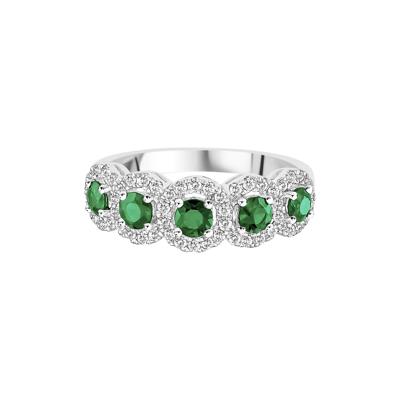 Emerald & 1/3 ct. tw. Diamond Ring in 14K White Gold