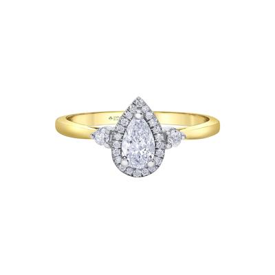 Pear-Shaped Diamond Halo Engagement Ring in 14K Yellow Gold (3/4 ct. tw.)