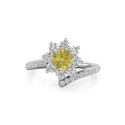 Lab Grown Yellow Diamond Starburst Ring in 14K White Gold (3/4 ct. tw.)
