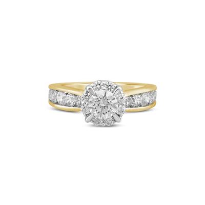 Round Diamond Engagement Ring with Channel-Set Diamond Band in 14K Yellow Gold (2 ct. tw.)