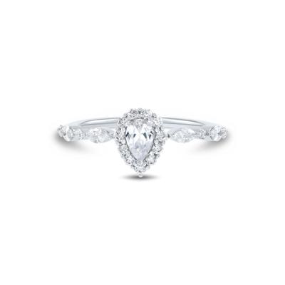 Pear-Shaped Diamond Engagement Ring in 14K White Gold (3/4 ct. tw.)