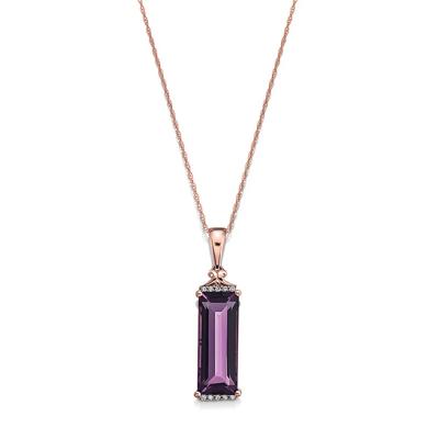 Amethyst & Diamond Pendant in 10K Rose Gold