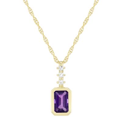 Amethyst and Diamond Accent Pendant in 10K Yellow Gold