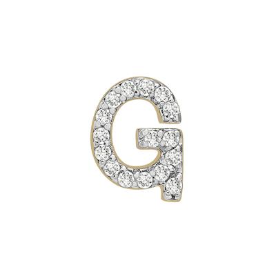Single-Letter Stud Earring “G” with Diamond Accents in 10K Yellow Gold