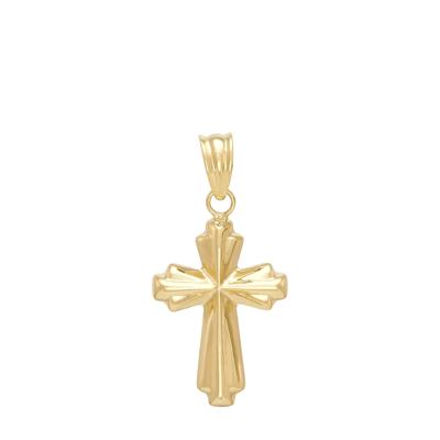 Puffed Cross Charm in 14K Yellow Gold