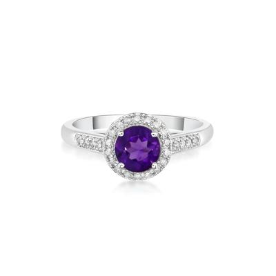 Amethyst & 1/8 ct. tw. Diamond Ring in Sterling Silver