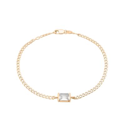 Lab-Created White Sapphire Cuban Link Bracelet in Vermeil