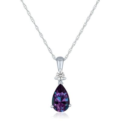 Lab-Created Alexandrite and Lab-Created White Sapphire Pendant in 10K White Gold