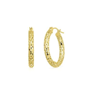 Pierced Tube Hoop Earrings in 14K Yellow Gold