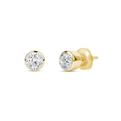 Lab Grown Diamond Round Bezel-Set Solitaire Stud Earrings in 14K Yellow Gold (1/2 ct. tw.)