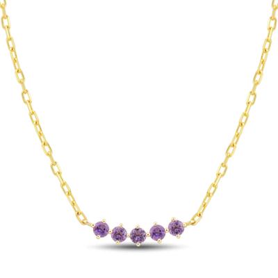 Amethyst Five-Stone Necklace in 10K Yellow Gold