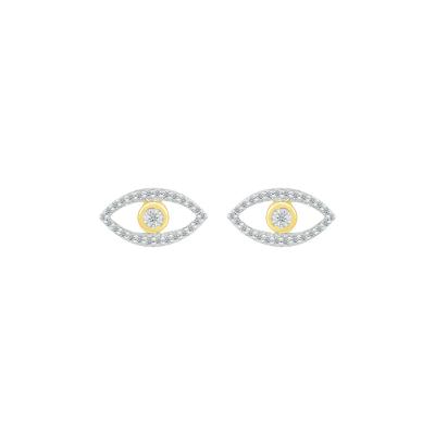 Evil Eye Stud Earrings with Diamonds in 10K Yellow Gold (1/8 ct. tw.)