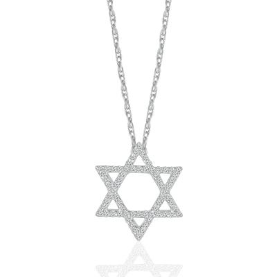 Diamond Star of David Pendant in 10K White Gold (1/10 ct. tw.)