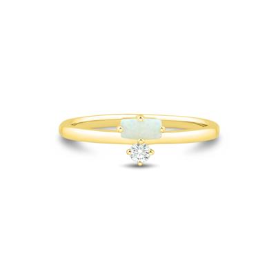 Lab Grown Diamond Accent and Lab-Created Opal Ring in 10K Yellow Gold