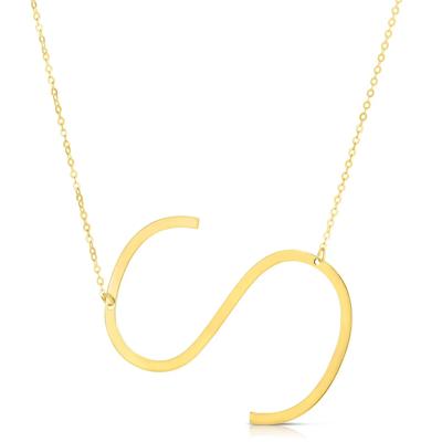 "S" Initial Necklace in 14K Yellow Gold