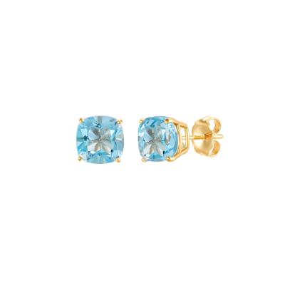 Blue Topaz Stud Earrings in 10K Yellow Gold