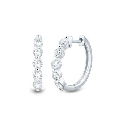Lab Grown Diamond Five-Stone Hoop Earrings in 10K White Gold (1 ct. tw.)