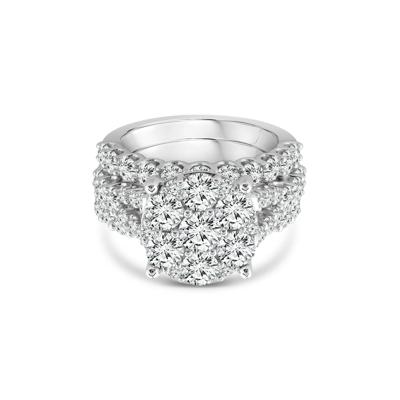 Round Lab Grown Multi-Diamond Engagement Ring Set in 10K White Gold (5 ct. tw.)