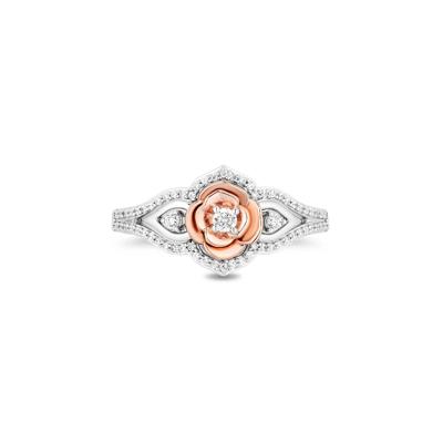 Diamond "Belle" Rose Ring in Sterling Silver & 10K Rose Gold (1/5 ct. tw.)