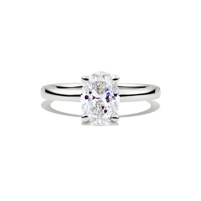 Diamond Oval Solitaire Engagement Ring in 14K White Gold (1 1/2 ct.)