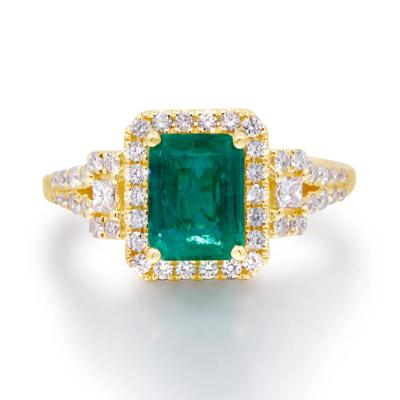 Limited Edition Emerald-Cut Emerald & Diamond Ring in 14K Yellow Gold (1/2 ct. tw.)