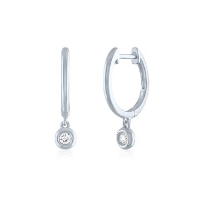 Dangle Hoop Earring with Diamond Accent in Sterling Silver