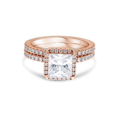 Lab Grown Diamond Princess-Cut Halo Bridal Set in 14K Rose Gold (2 3/4 ct. tw.)