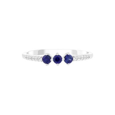 Lab-Created Blue Sapphire and Lab-Created White Sapphire Ring in Sterling Silver