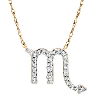 Scorpio Zodiac Necklace with Diamonds in 10K Yellow Gold (1/10 ct. tw.)