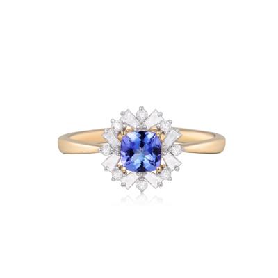 Tanzanite and Diamond Ring in 10K Yellow Gold (1/4 ct. tw.)
