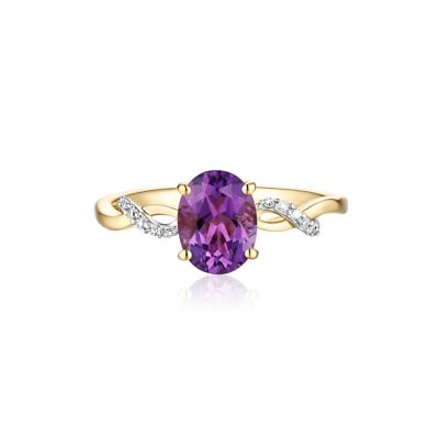 Amethyst and Diamond Accent Ring in 10K Yellow Gold