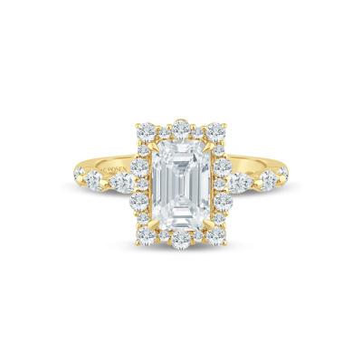 Lab Grown Diamond Emerald-Cut Halo Engagement Ring in 14K Yellow Gold (2 3/4 ct. tw.)