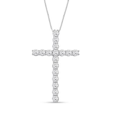 Lab Grown Diamond Cross Necklace in 10K White Gold (2 ct. tw.)