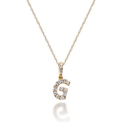 Diamond G Initial Pendant in 10K Yellow Gold (1/10 ct. tw.)