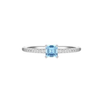 Blue Topaz and Lab Created White Sapphire Ring in Sterling Silver