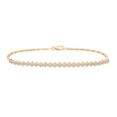 Diamond Zigzag Omega Link Bracelet in 10K Yellow Gold (1/2 ct. tw.)