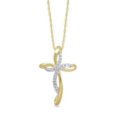 1/10 ct. tw. Diamond Cross Pendant in 10K Yellow Gold
