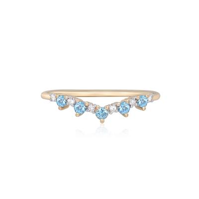 Blue Topaz and Lab-Created White Sapphire Contour Ring in 10K Yellow Gold