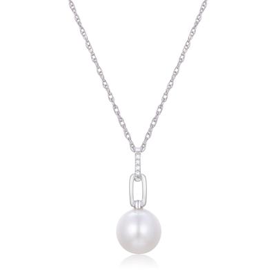 Freshwater Cultured Pearl and Diamond Accent Pendant in Sterling Silver