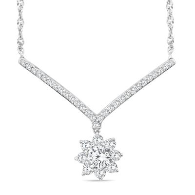 Lab Grown Diamond Starburst Pendant in 14K White Gold (1 ct. tw.)