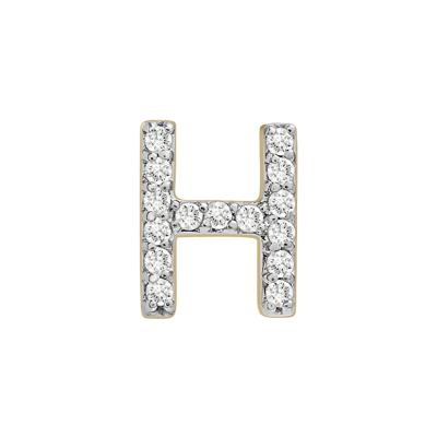 Single-Letter Stud Earring “H” with Diamond Accents in 10K Yellow Gold
