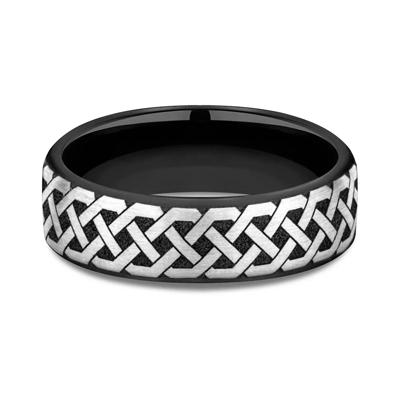 Men's Celtic Knot Band in Black Titanium, 6.5MM