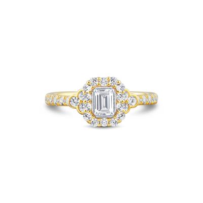 Diamond Emerald-Cut Halo Engagement Ring in 14K Yellow Gold (1 ct. tw.)